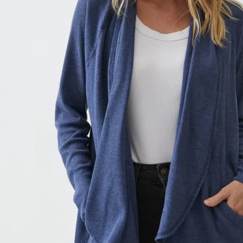 Michael Stars One Size Open Thermal Hooded Cardigan - Picture 1 of 9